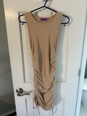Edikted Beige Ruched Tank Dress